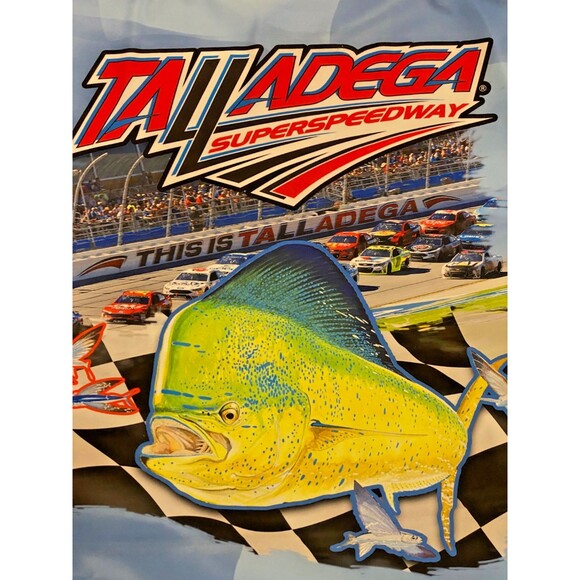 Guy Harvey X Nascar Talladega T-Shirt Short Sleeve XL All Over Print Mahi - Picture 5 of 6